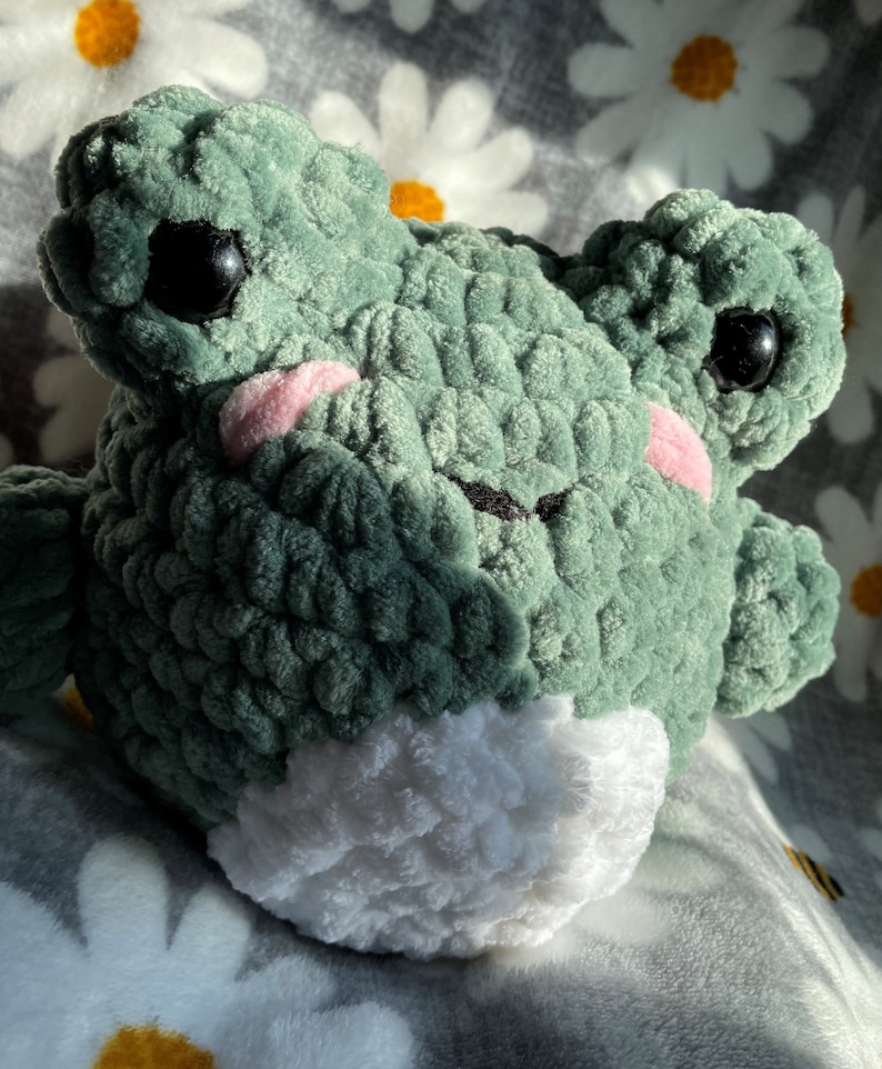 Large Fluffy Frog Squish, Gift for Frog Lovers, Fuzzy Crochet Frog, Cute Handmade Plushie, Made to Order, Crochet Home Decor, Frog Plush Toy image 5