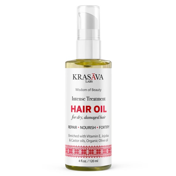 Intensive Scalp and Hair Oil Blend, Treatment for Hair Growth, Coconut, Avocado, Jojoba, Castor & Argan Oils infused with Vitamin E, 4 oz