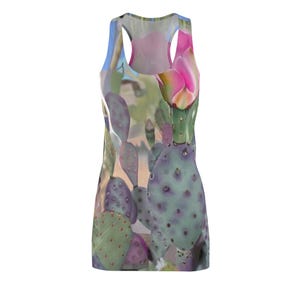 Vibrant Cactus Floral Racerback Dress, Summer Dress, Eco-Friendly Fashion, Boho Style, Vacation Wear, Festival Outfit
