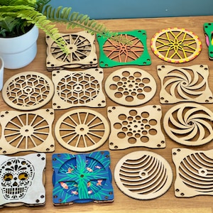 Laser Cuttable Crazy Coaster Designs