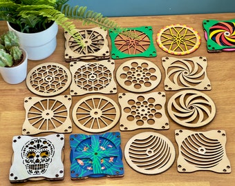 Laser Cuttable Crazy Coaster Designs