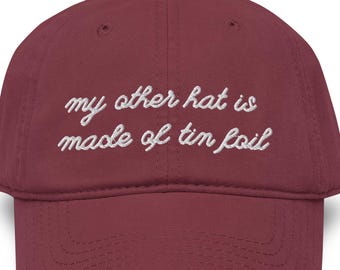 Tin foil hat embroidered - garment washed baseball cap