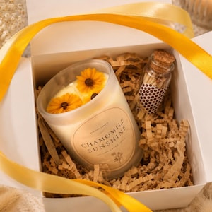 Calming Camomile Hand Poured Soy Self Care Self Love Candle Gift Set Anti Stress