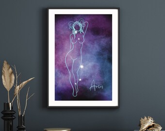 Personalised Aries Zodiac Print, Aries Printable, Astrology, Zodiac Gift