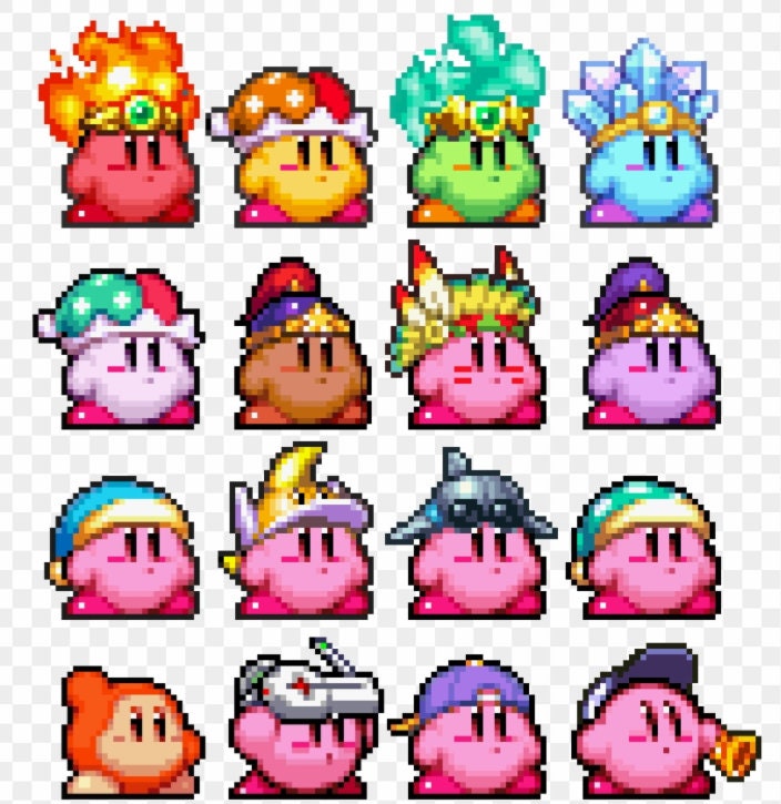 Kirby Super Star Ultra Kirby and Copy Abilities Bead Sprites