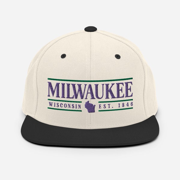 Retro Milwaukee Wisconsin Split Bar Snapback Hat - Vintage Style Urban Fashion Cap