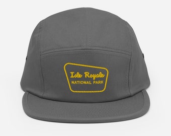 Isle Royale National Park Lake Superior Hiking Hat | 5-Panel Clip Closure Hiking Hat with Park Sign Embroidery