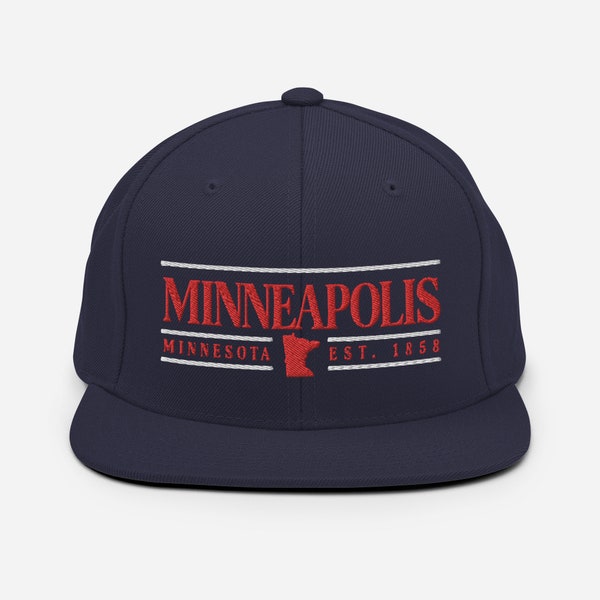 Retro Minneapolis Minnesota Split Bar Snapback Hat - Vintage Style Urban Fashion Cap