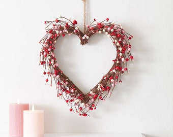 38cm Berry Heart Wreath