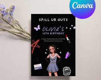 Olivia Rodrigo Birthday Invite: Purple Guts Theme (Digital Download)
