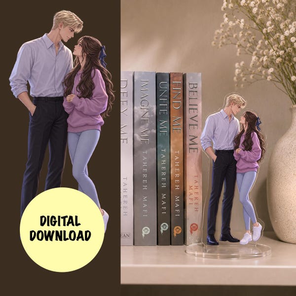 Shatter Me Aaron Juliette Bookend Standee, Dystopian Bookshelf Decor (Digital Download)