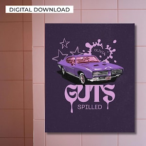 Digital Download | Wall Poster, Olivia Rodrigo Guts Album, y2k purple bedroom decor