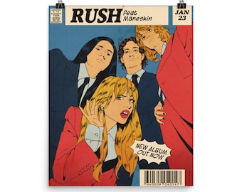 Maneskin Rush inspired vintage comic poster