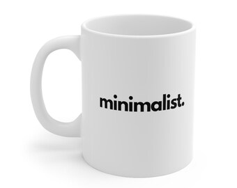 Minimalist coffee mug, Simple mug, minimal design mug, Office Coffee Mug, Working Life Mug, Colleague Gift, black text white mug