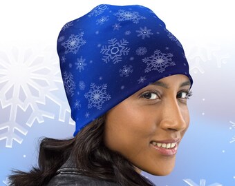 Hat Snowflake Beanie Winter Print Snow Cap Design