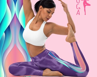 Purple Deco Design Yoga Leggings - High Waisted Full Length