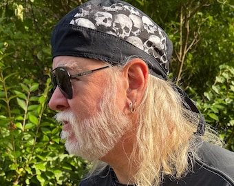 Skull Biker Cap: Black Cotton Do-Rag Helmet Liner
