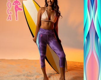 High Waist Yoga Capri Leggings: Four-Way Stretch Fabric
