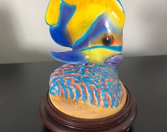 Hand Sculpted Blue Angel Fish Art: One-of-a-Kind Sculpture