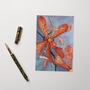 Postkarte Orchidee Aquarell Postkarte Malerei Kunst Karte