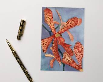 Postcard Orchid Watercolor Postcard Painting Art Card