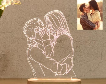 3D Custom Photo Light | Photo engraving | Birthday Gift for Her | Couple lamp, lovers, wedding | Gifts for couples