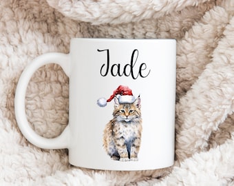 Personalized Ceramic Christmas Mug - Gift with First Name - Ceramic Mug - Cute Animals to Give - Christmas Gift for Child or Adult