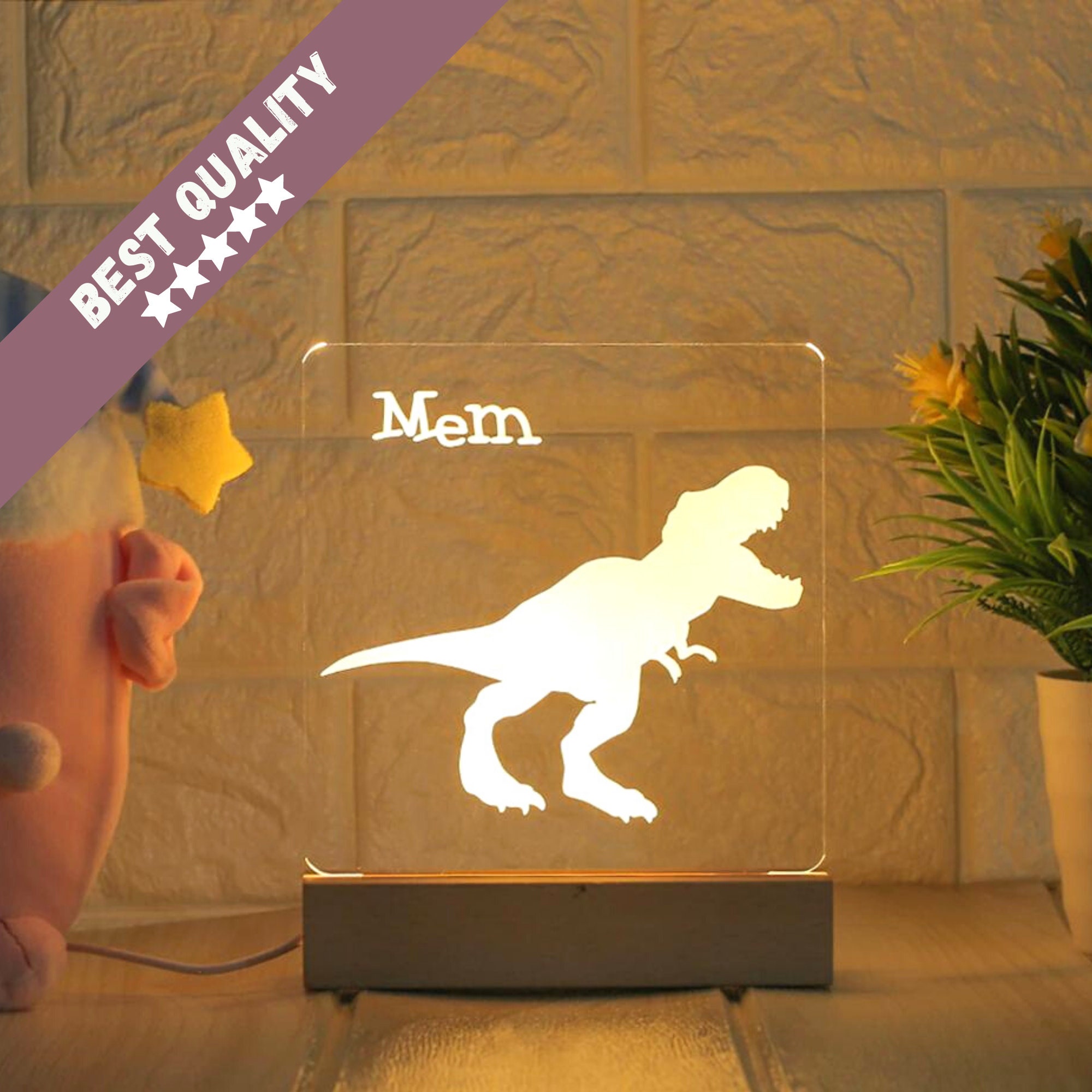 Lampe Personnalisée Prénom Dinosaure - Decoration Chambre Bebe Cadeau Garçon Naissance Personnalisab