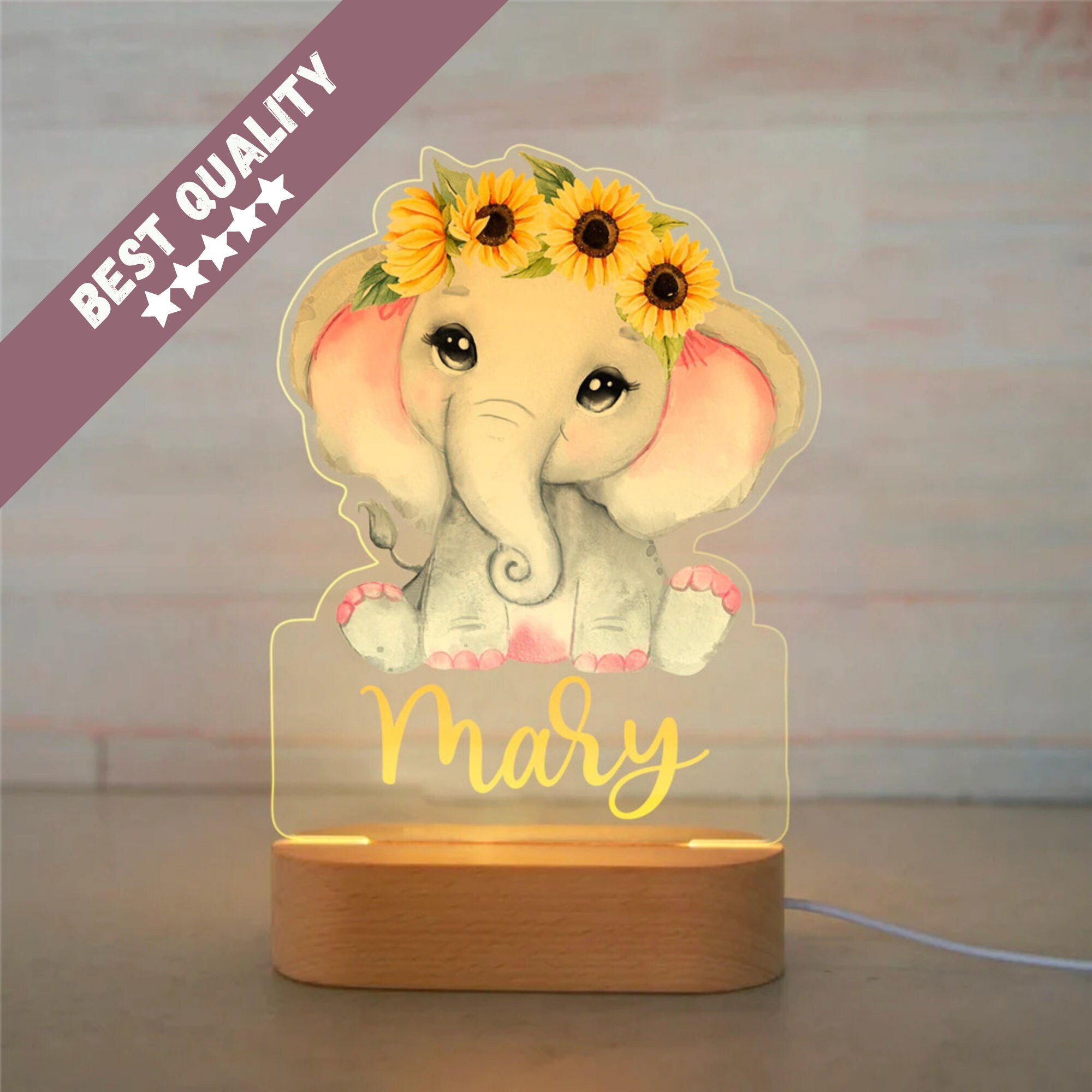 Veilleuse Personnalisable Bebe - Decoration Chambre Cadeau Naissance Prénom Lampe Personnalisée Enfa