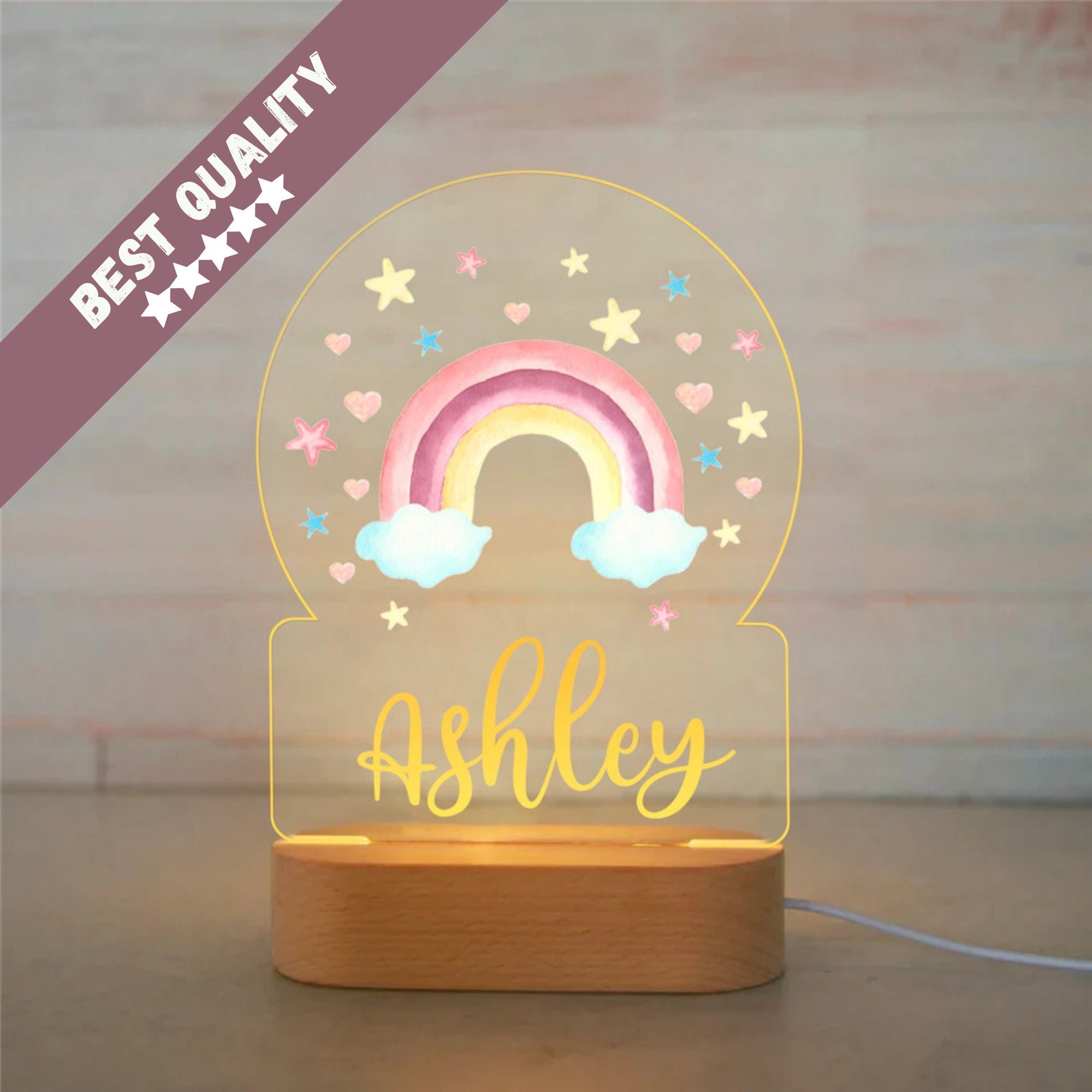 Veilleuse Personnalisable Bebe - Decoration Chambre Cadeau Naissance Prénom Lampe Personnalisée Enfa