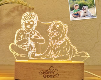 Lampe personnalisée photo pour les amoureux des chiens | Veilleuse personnalisable pour la fête des mères | Cadeau pour maman belle-mère