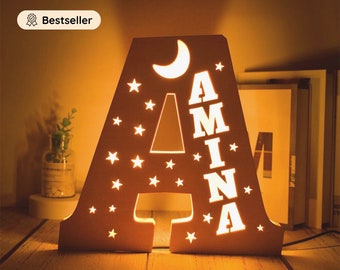 Veilleuse Enfant Personnalisé - Lampe Prénom Personnalisable - Décoration Chambre Bébé - Cadeau Naissance -  Lampe de chevet Enfant Lettre