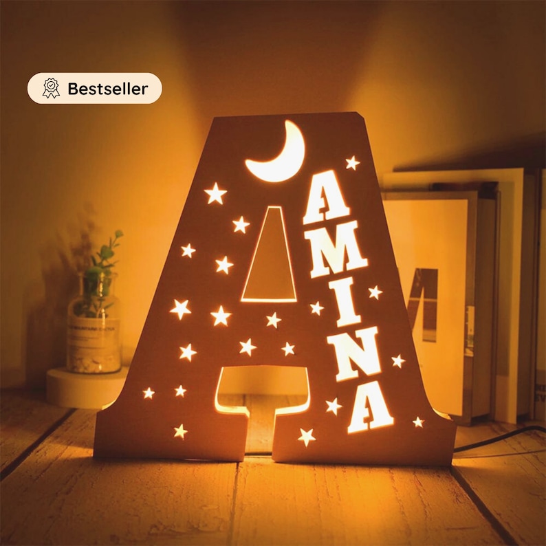 Veilleuse Enfant Personnalisé Lampe Prénom Personnalisable Décoration Chambre Bébé Cadeau Naissance Lampe de chevet Enfant Lettre image 1