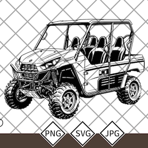 Kawasaki Teryx 4 SVG | PNG | JPG | utv sxs Side by Side Graphic | Off-Road Vehicle Vector Art | Digital Download for Decals, Shirts, Crafts