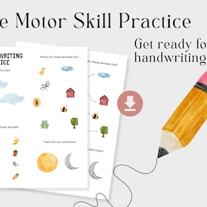 kids handwriting fine motor practice worksheet downloadable