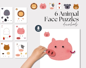 animal face parts recognition sheets puzzle