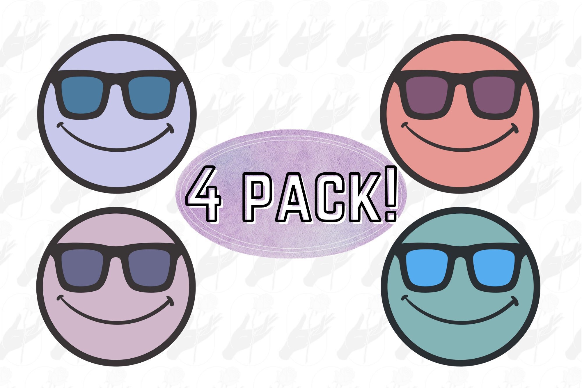 Smiley Face PNG Pack Sunglasses Smiley Trendy PNG Design Sublimation