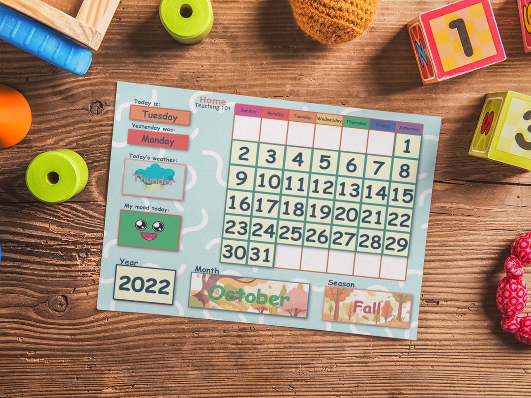 Montessori Calendar, Printable Calendar, Kids Calendar, Homeschool