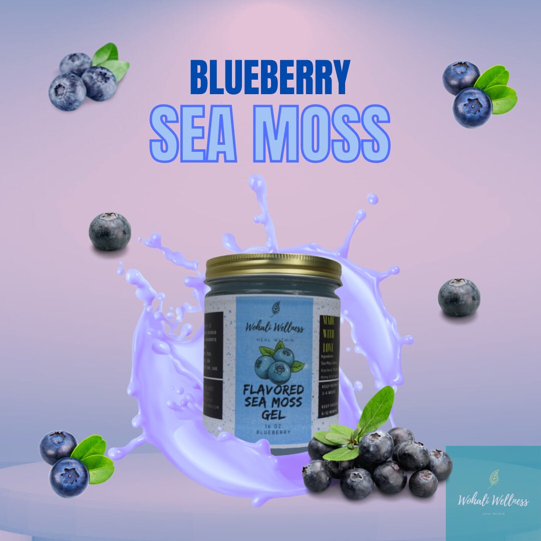 Blueberry Sea Moss Gel 16 Oz Jar Fruitinfused Sea Moss Gel Organic Sea Moss Wohali Wellness