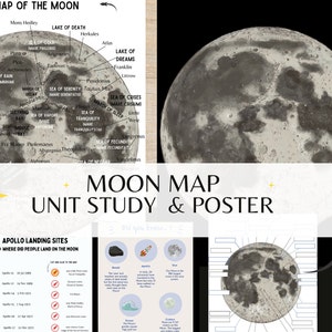 Mond Karte mit Beschriftungen, Poster und Mond Landing Pages | Druckbar