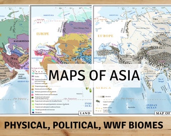 Maps of Asia - Physical, Political, and Biomes - Printable Geography Resources