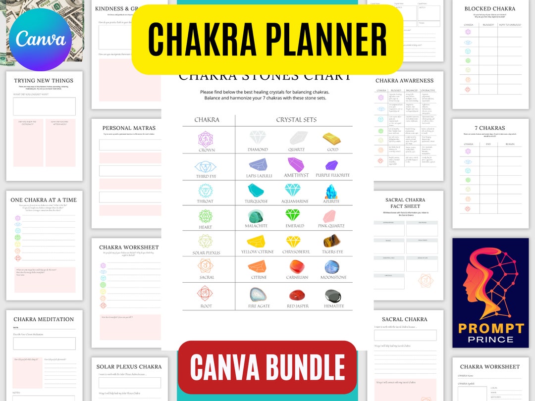 Canva Chakra Healing Workbook, Chakras Canva Journal, Crystal Healing ...