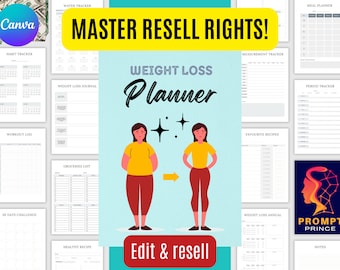 PLR Weight Loss Tracker Canva, PLR Fitness Journal, PLR Weight Loss Planner, Plr Weight Loss Journal, Self Care Plr Bundle, Workout Planner