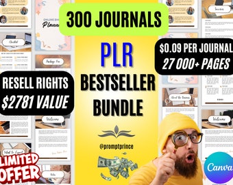 300 PLR Journals, PLR Digital Products Bundle | Plr Self Care, Plr Shadow Work, Plr Canva Journals, KDP Planners Plr | 27 000+ Plr Templates
