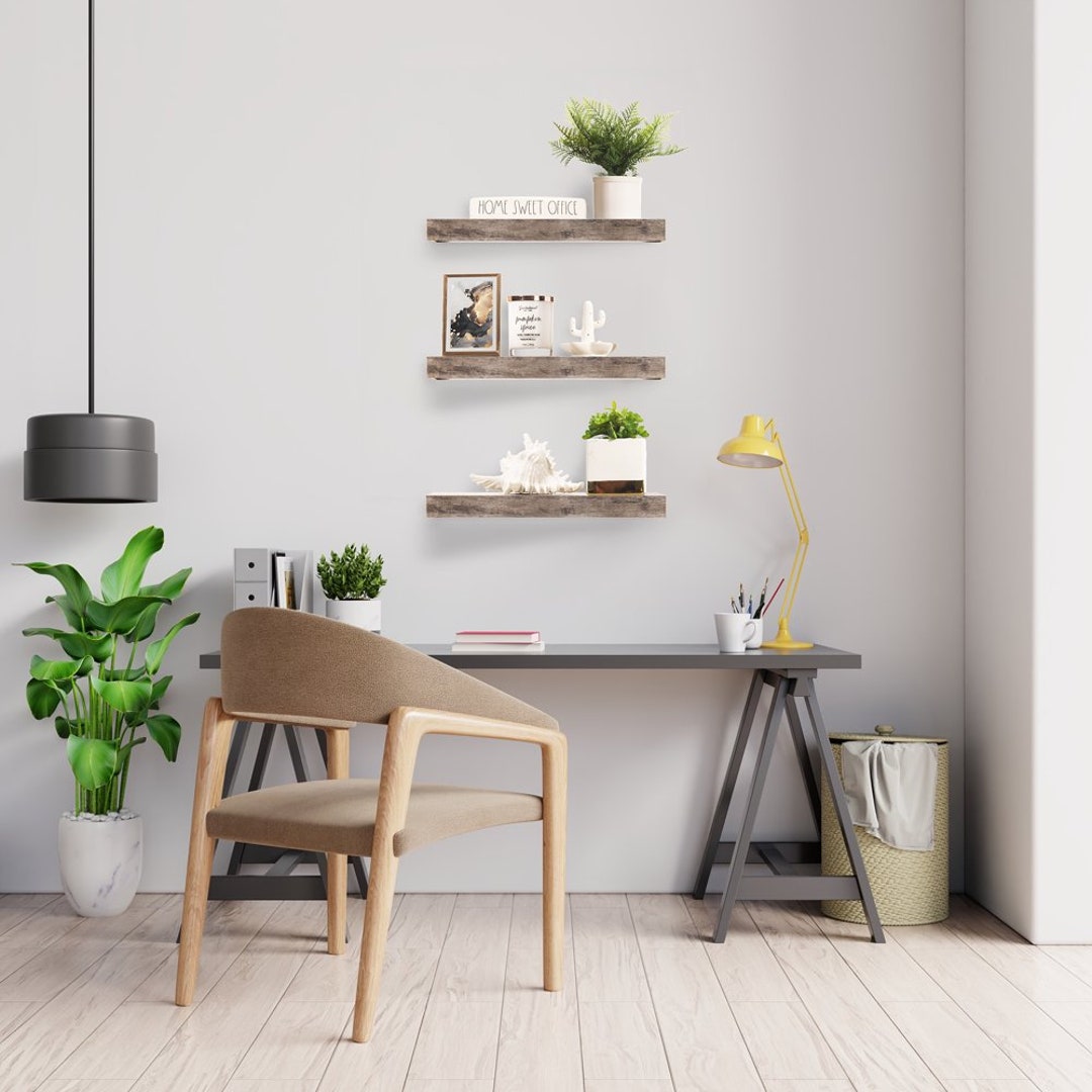 Wall Mount Floating Shelf Grey Wood Rustic Farmhouse Décor Etsy