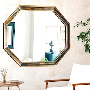Octagonal Mirror – Art Deco Mirror - Fireplace Mirror - Mantel Mirror