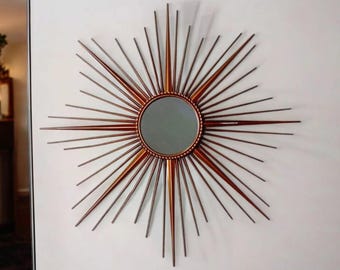 CHATY VALLAURIS Vintage 1960's Metal Flower Mirror Flower Mirror