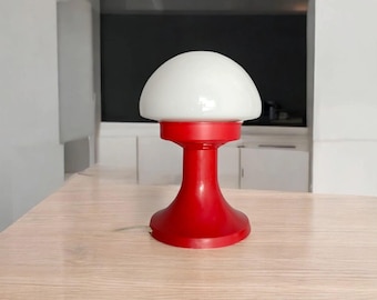 Vintage Red Mushroom Table Lamp – 1970s Space Age Design