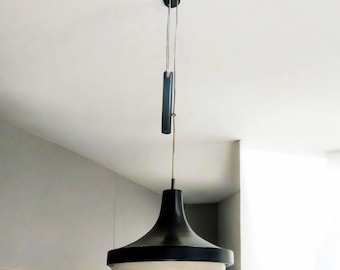 Vintage Adjustable Pendant Lamp from the 60s-70s – Mid-Century Design in Black and Acrylic