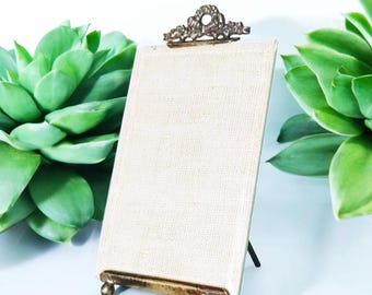 Antique Glass Picture Frame with Ornate Metal Stand - Art Nouveau Picture Frame - Vintage Picture Frame - Vintage Photo Holder